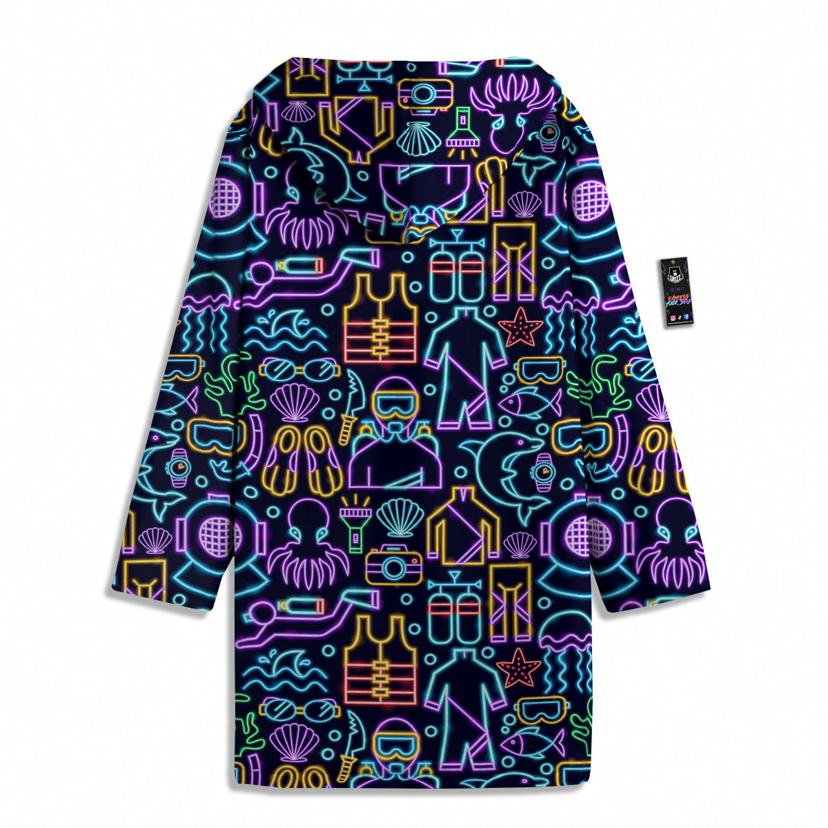 Scuba Diver Neon Print Pattern Men's Windbreaker Jacket-grizzshop