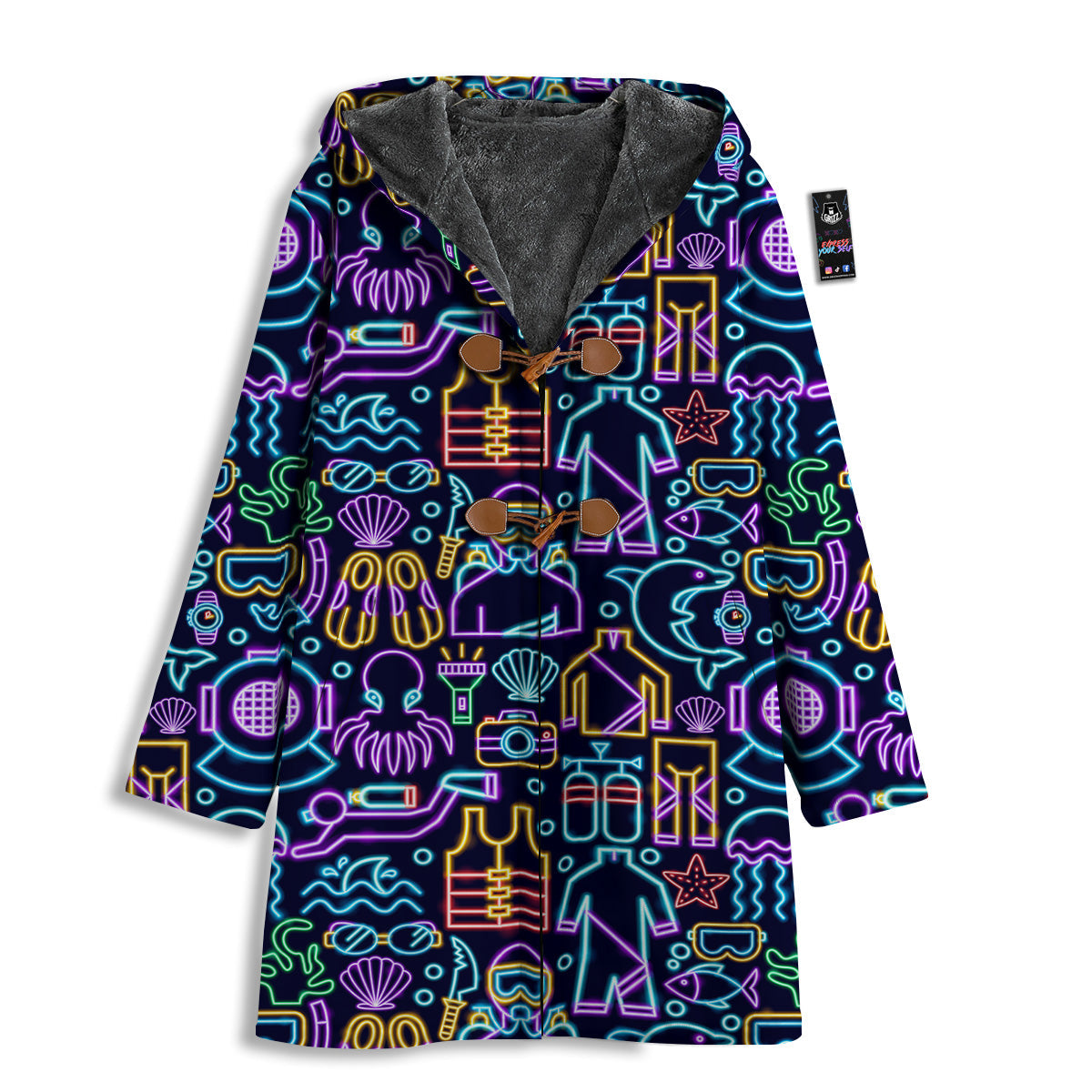 Scuba Diver Neon Print Pattern Men's Windbreaker Jacket-grizzshop