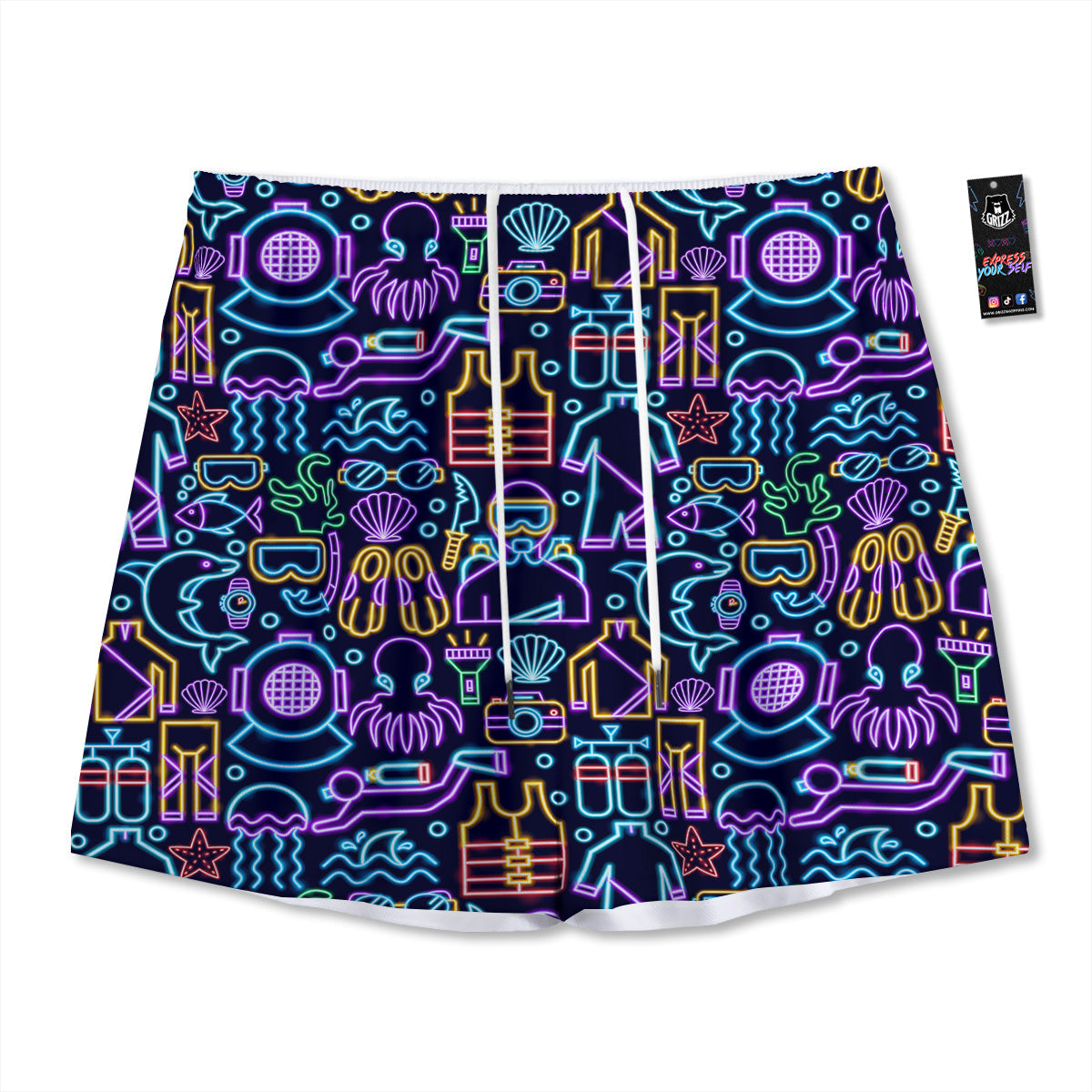St. Patrick's Day Green Clover Print Mesh Shorts