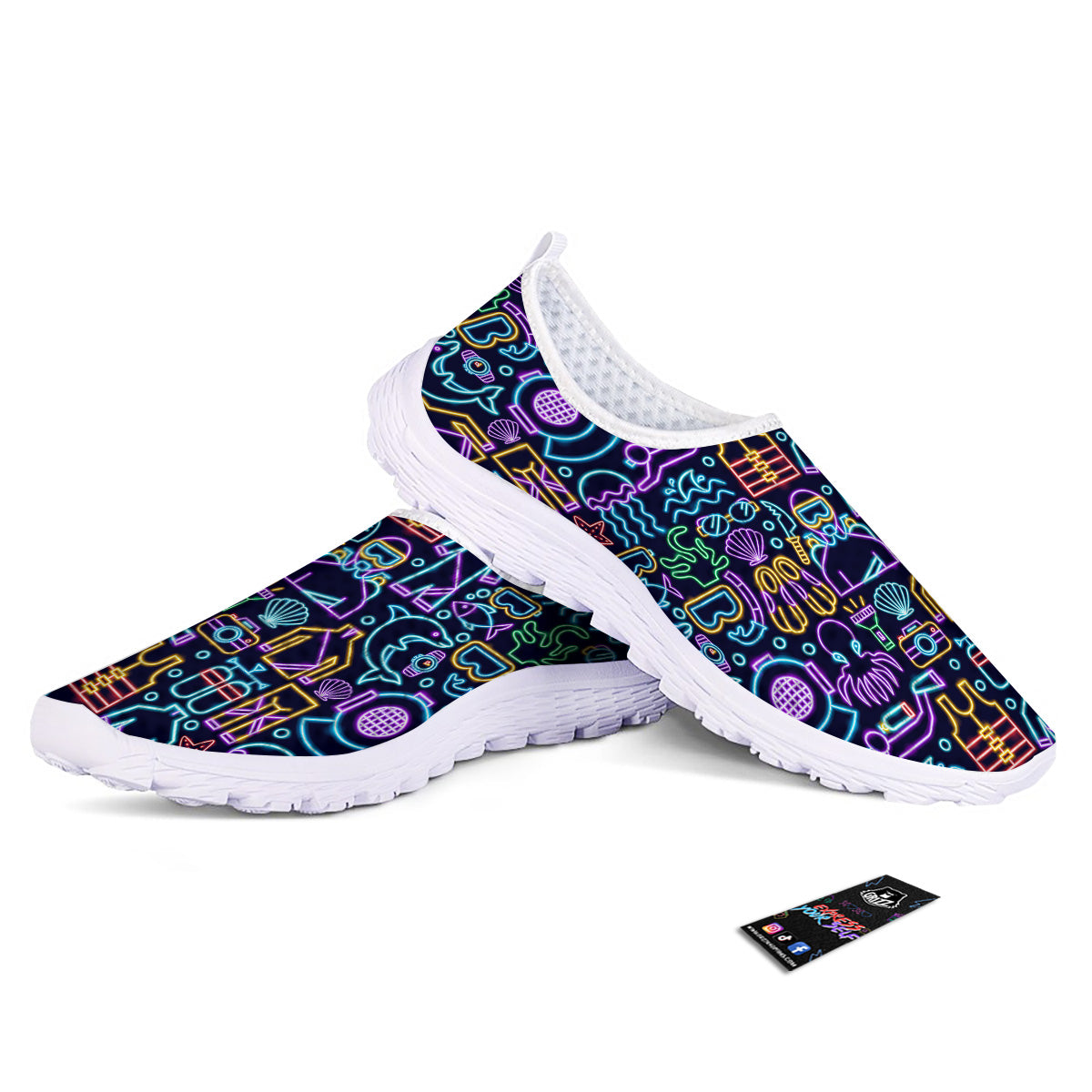 Scuba Diver Neon Print Pattern Nurse Shoes-grizzshop