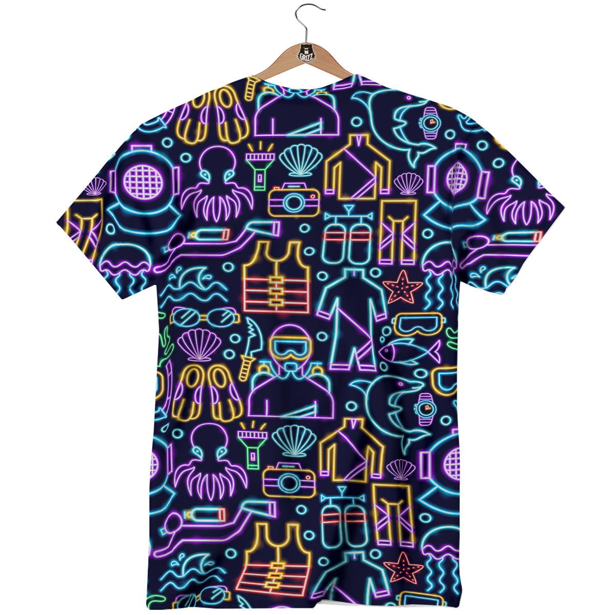 Scuba Diver Neon Print Pattern T-Shirt-grizzshop