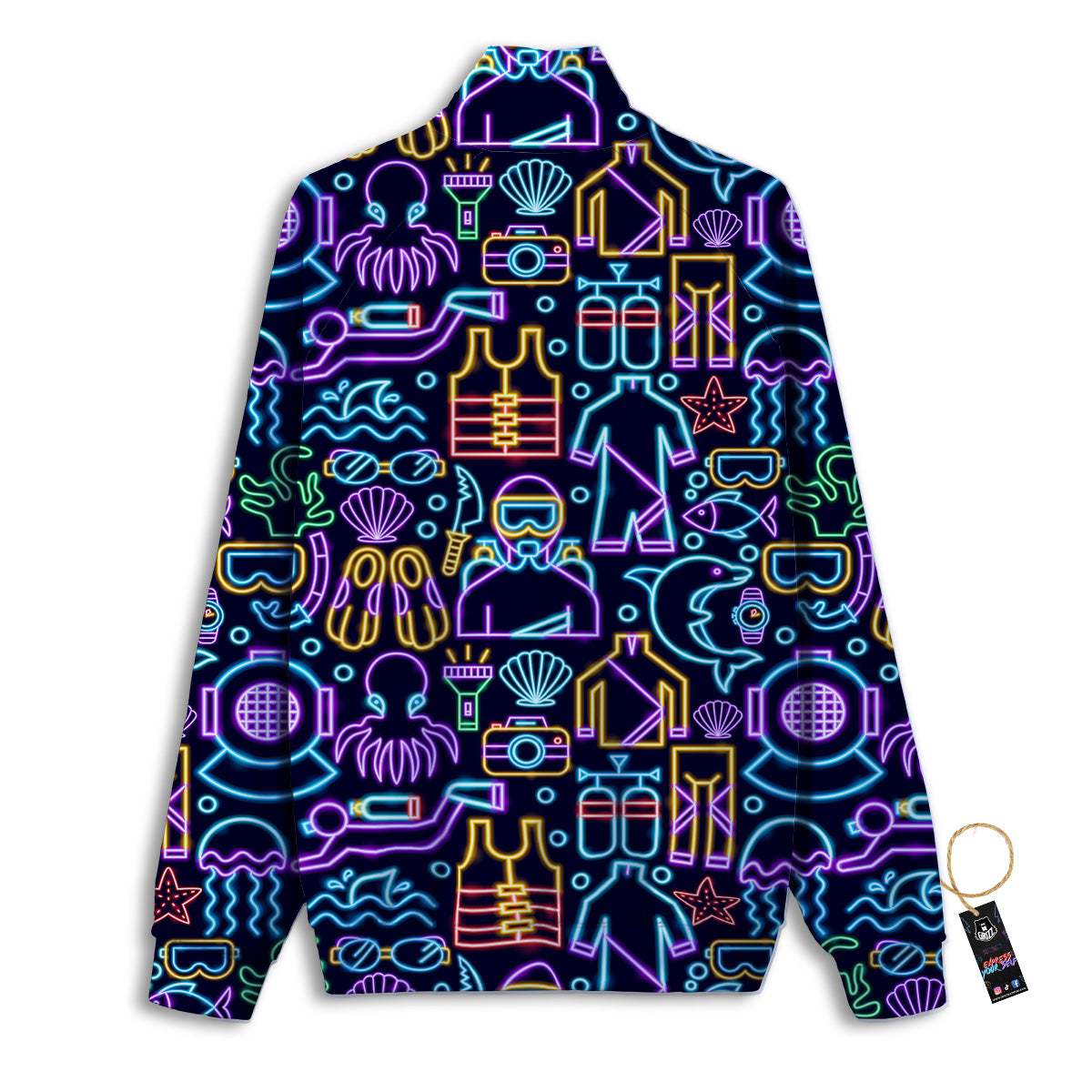 Scuba Diver Neon Print Pattern Track Jacket-grizzshop