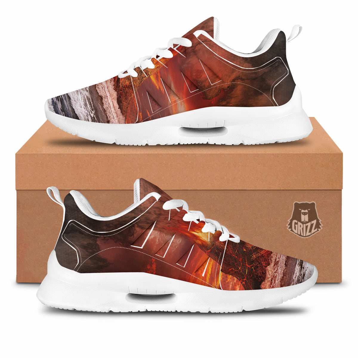 Sea And Volcano Print Tennis Shoes-grizzshop