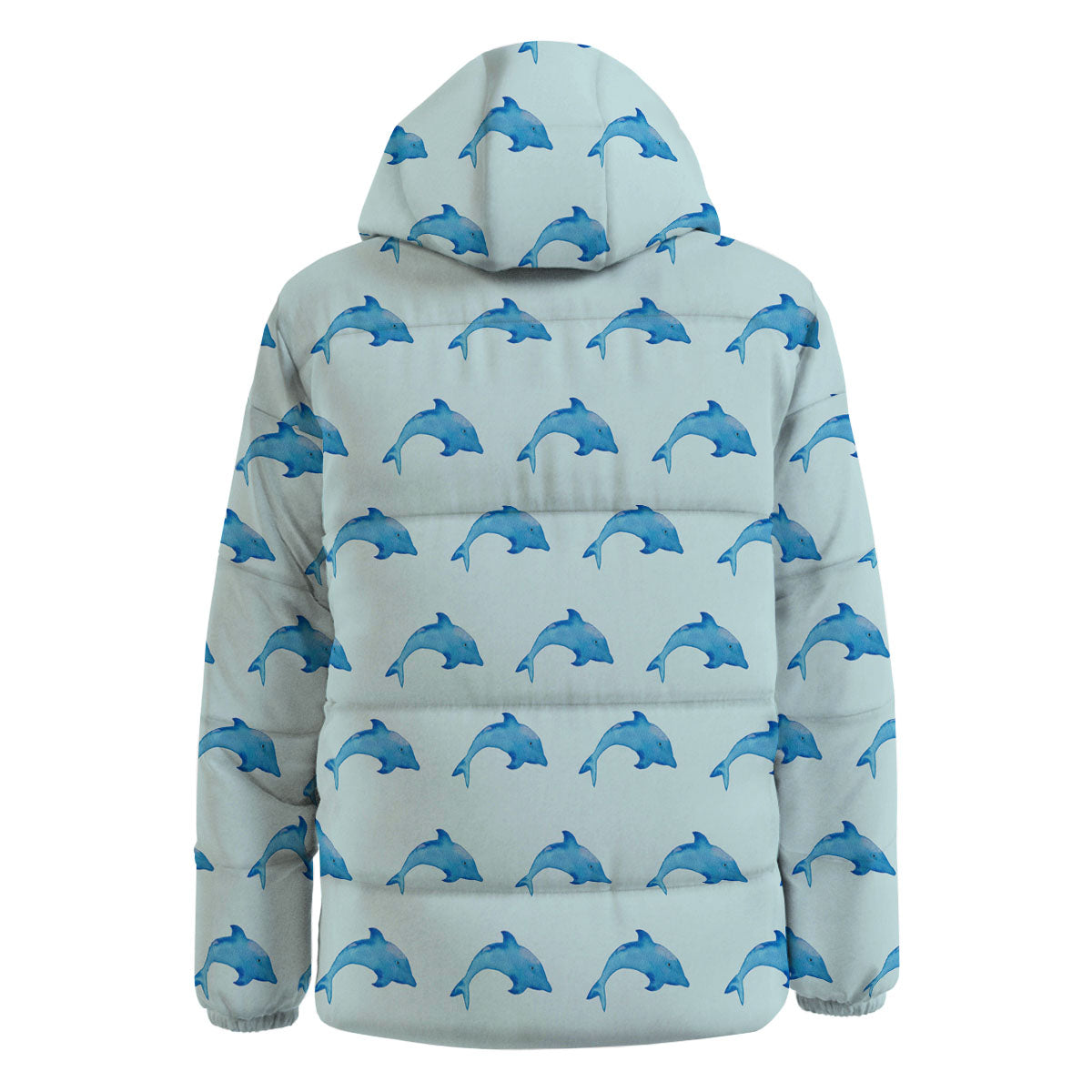 Sea Dolphin Watercolor Print Pattern Down Jacket-grizzshop