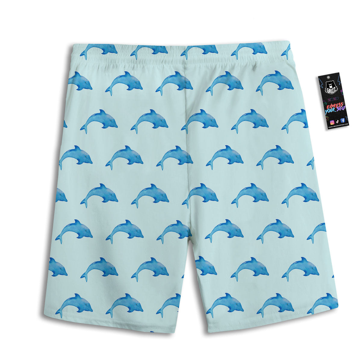 Sea Dolphin Watercolor Print Pattern Men's Athletic Shorts