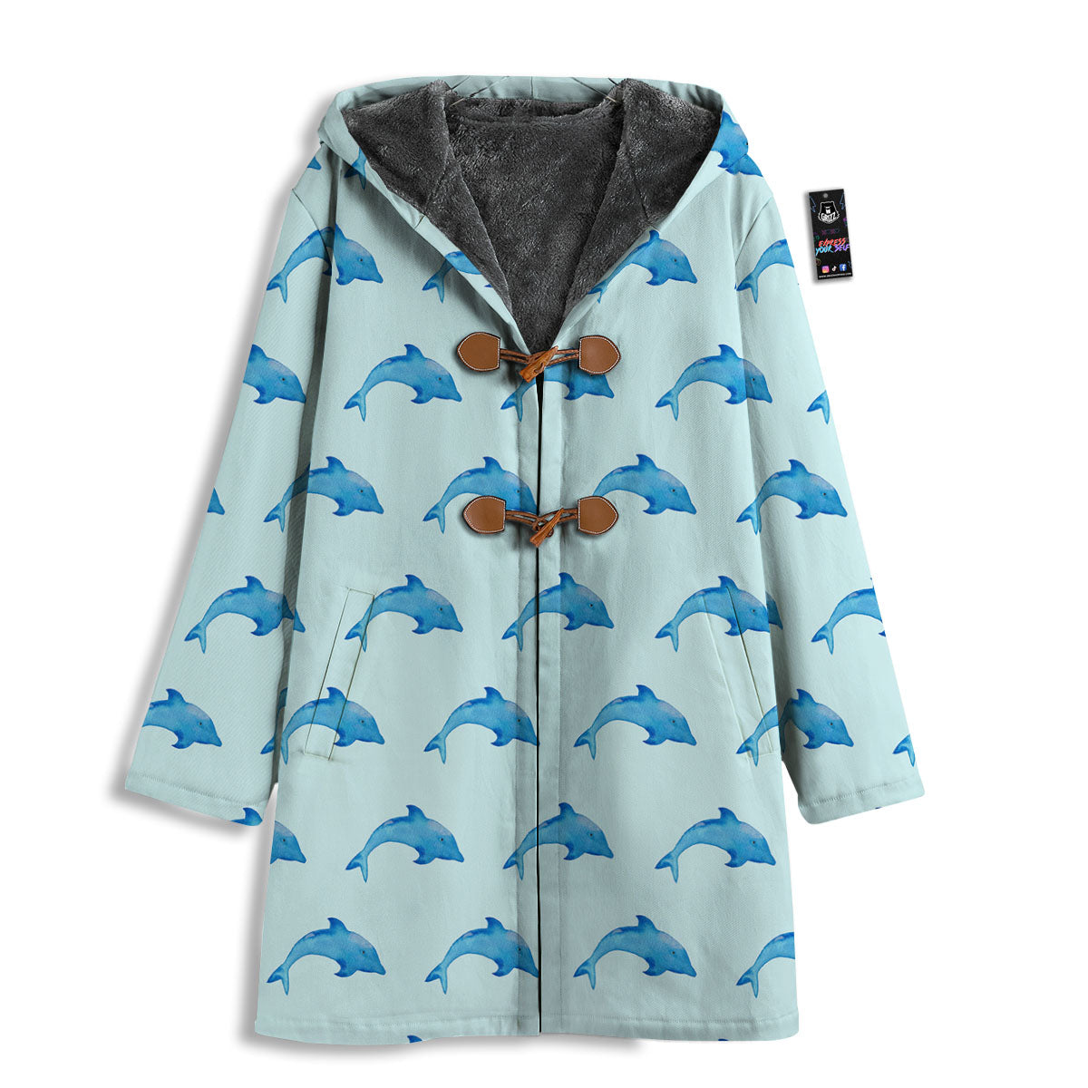 Sea Dolphin Watercolor Print Pattern Men's Windbreaker Jacket-grizzshop