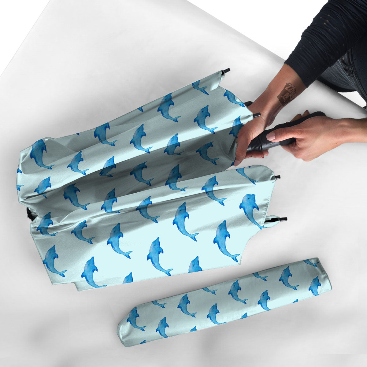 Sea Dolphin Watercolor Print Pattern Umbrella-grizzshop