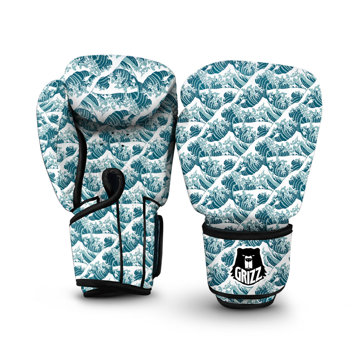 Sea Hokusai Print Pattern Boxing Gloves-grizzshop