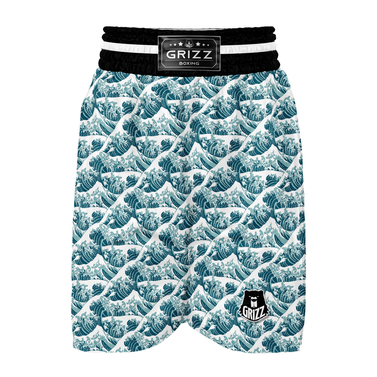 Sea Hokusai Print Pattern Boxing Shorts-grizzshop