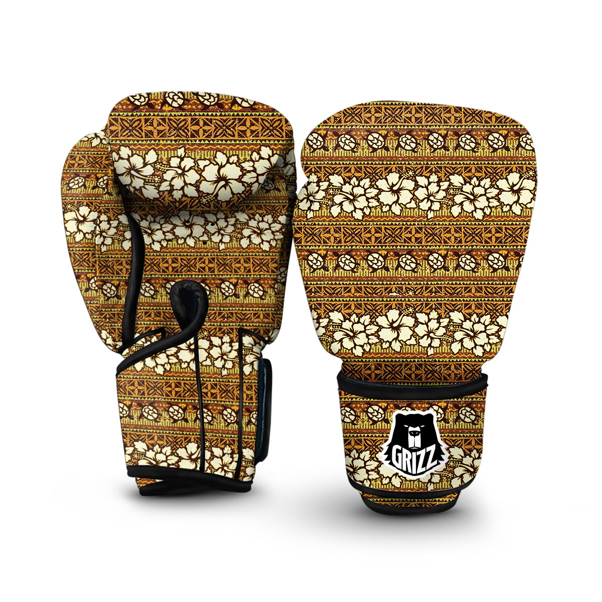 Sea Turtle Aztec Hibiscus Hawaiian Pattern Print Boxing Gloves-grizzshop