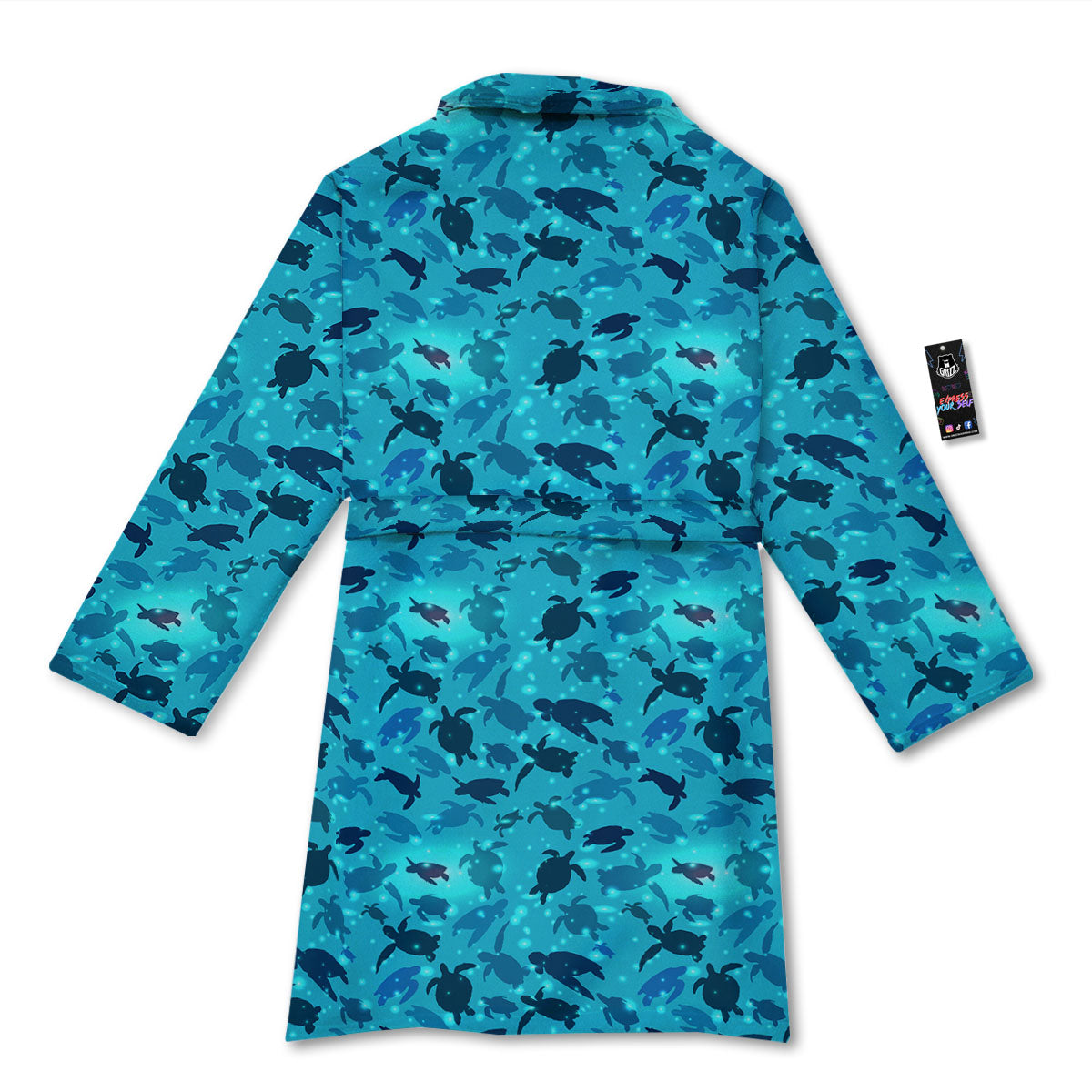 Sea Turtle Black And Blue Print Pattern Bathrobe-grizzshop