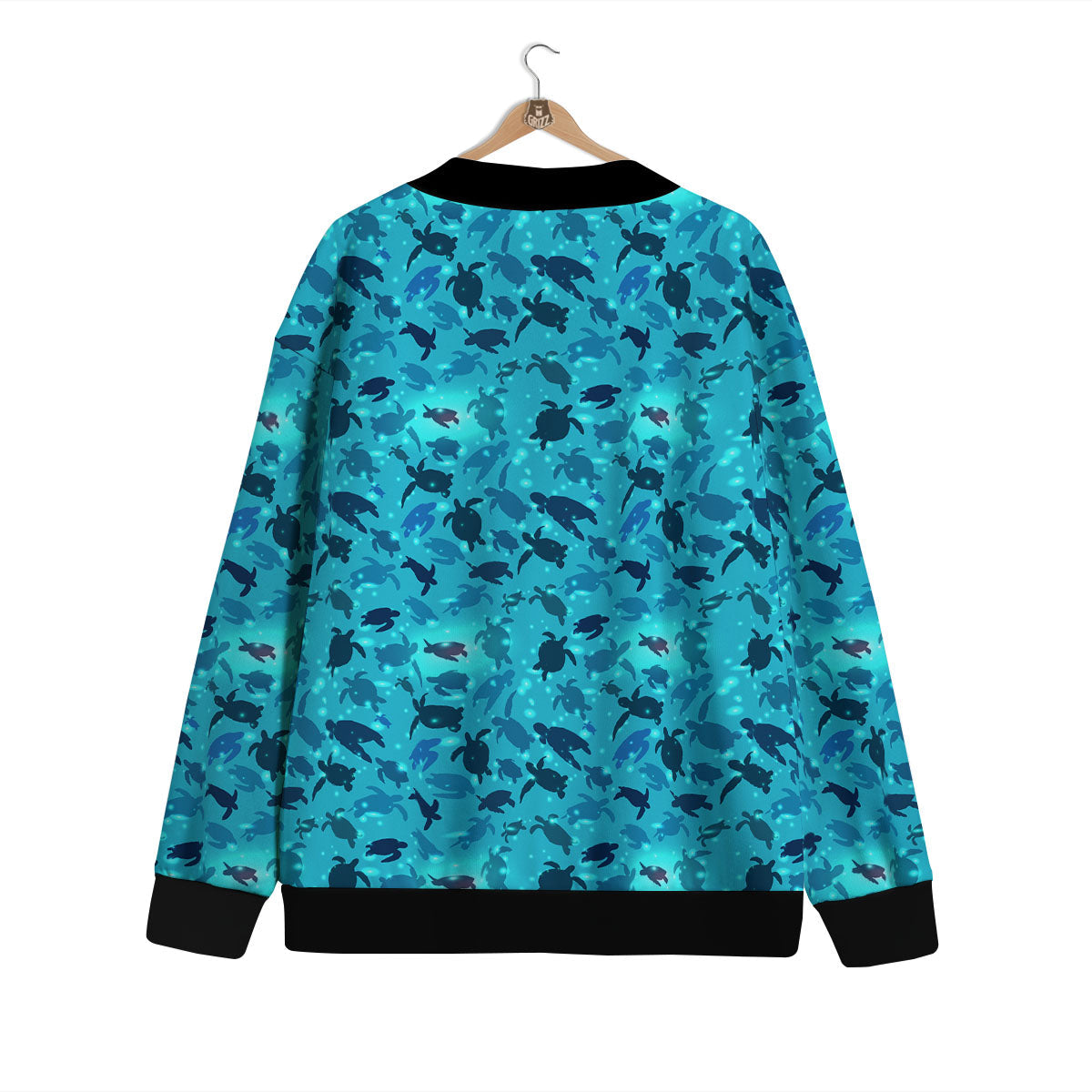 Sea Turtle Black And Blue Print Pattern Cardigan-grizzshop