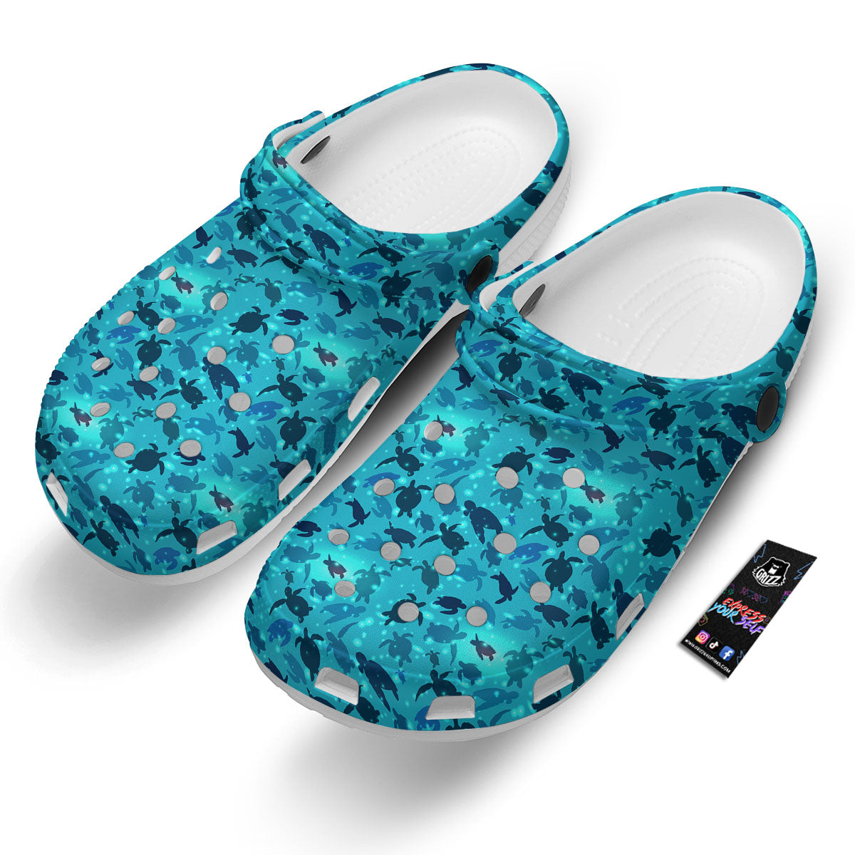 Sea Turtle Black And Blue Print Pattern Clog-grizzshop