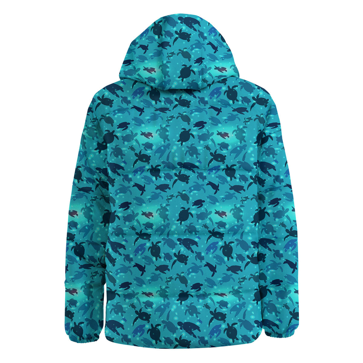 Sea Turtle Black And Blue Print Pattern Down Jacket-grizzshop
