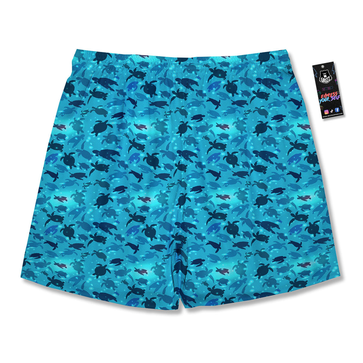 Sea Turtle Black And Blue Print Pattern Men's Running Shorts-grizzshop