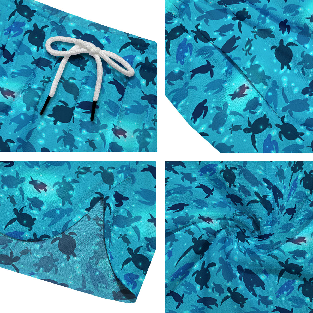 Sea Turtle Black And Blue Print Pattern Men's Running Shorts-grizzshop