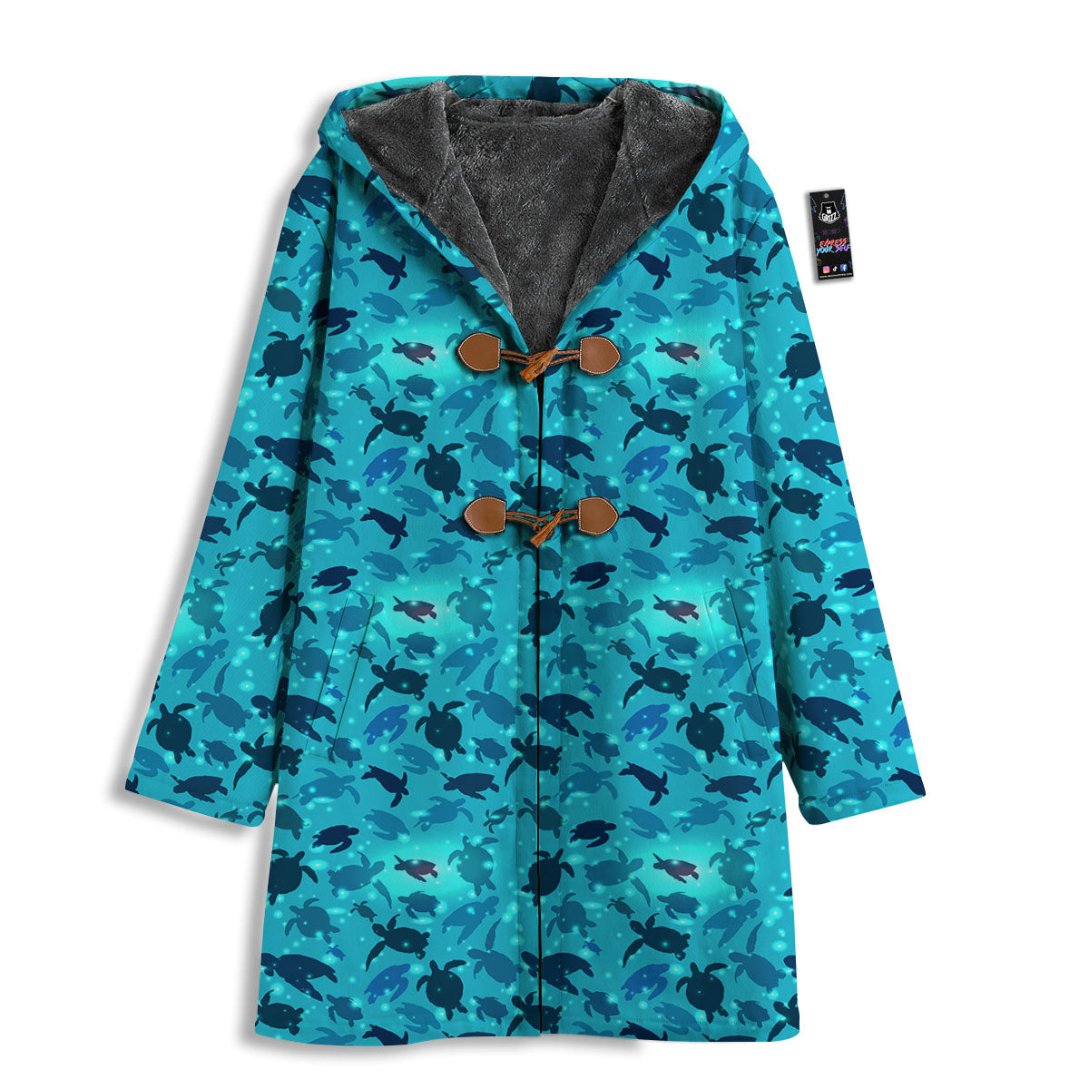 Sea Turtle Black And Blue Print Pattern Men's Windbreaker Jacket-grizzshop