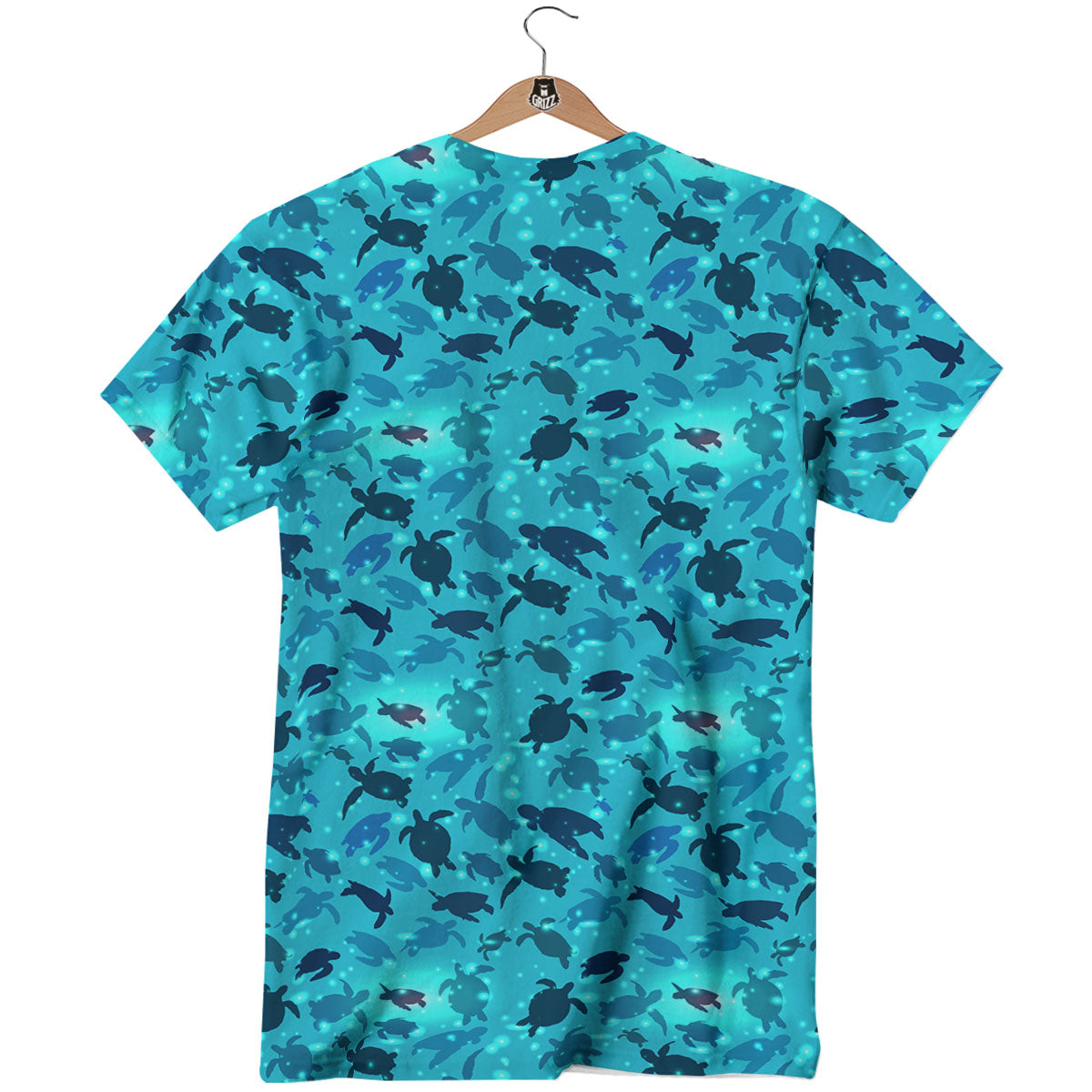 Sea Turtle Black And Blue Print Pattern T-Shirt-grizzshop