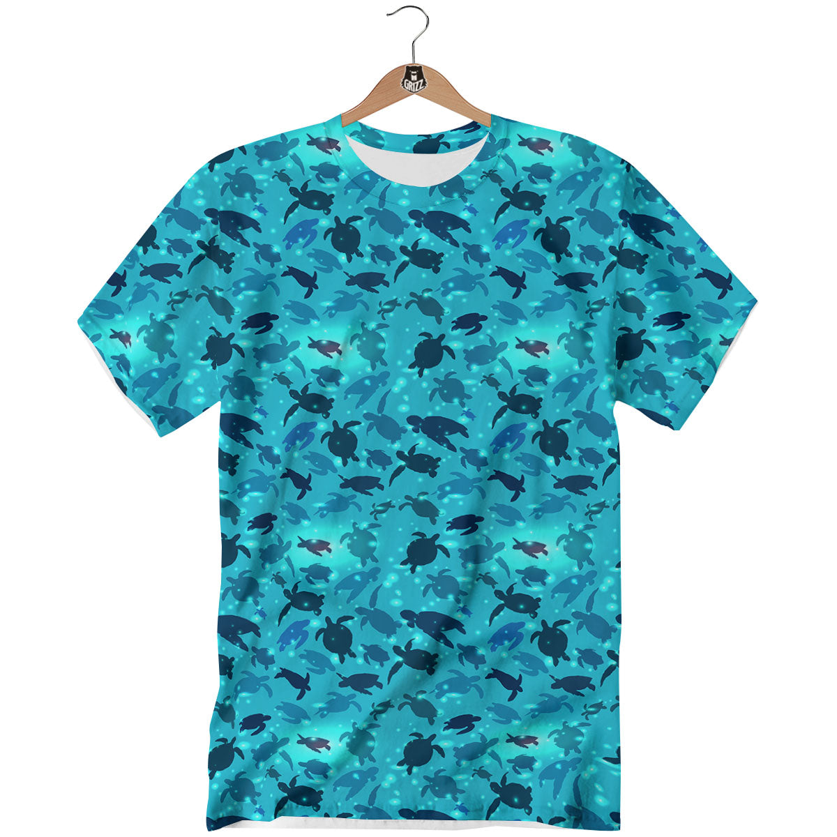 Sea Turtle Black And Blue Print Pattern T-Shirt-grizzshop