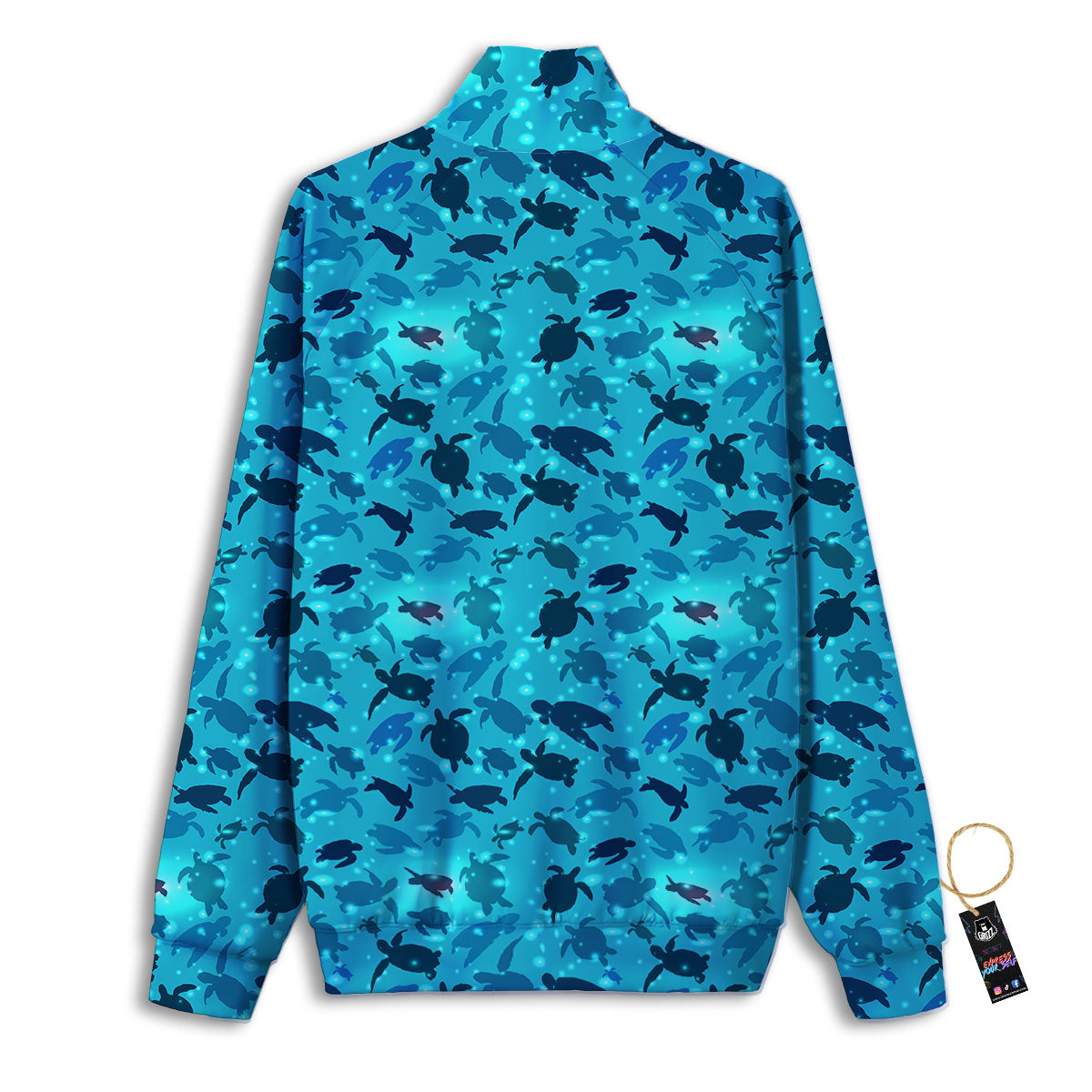 Sea Turtle Black And Blue Print Pattern Track Jacket-grizzshop
