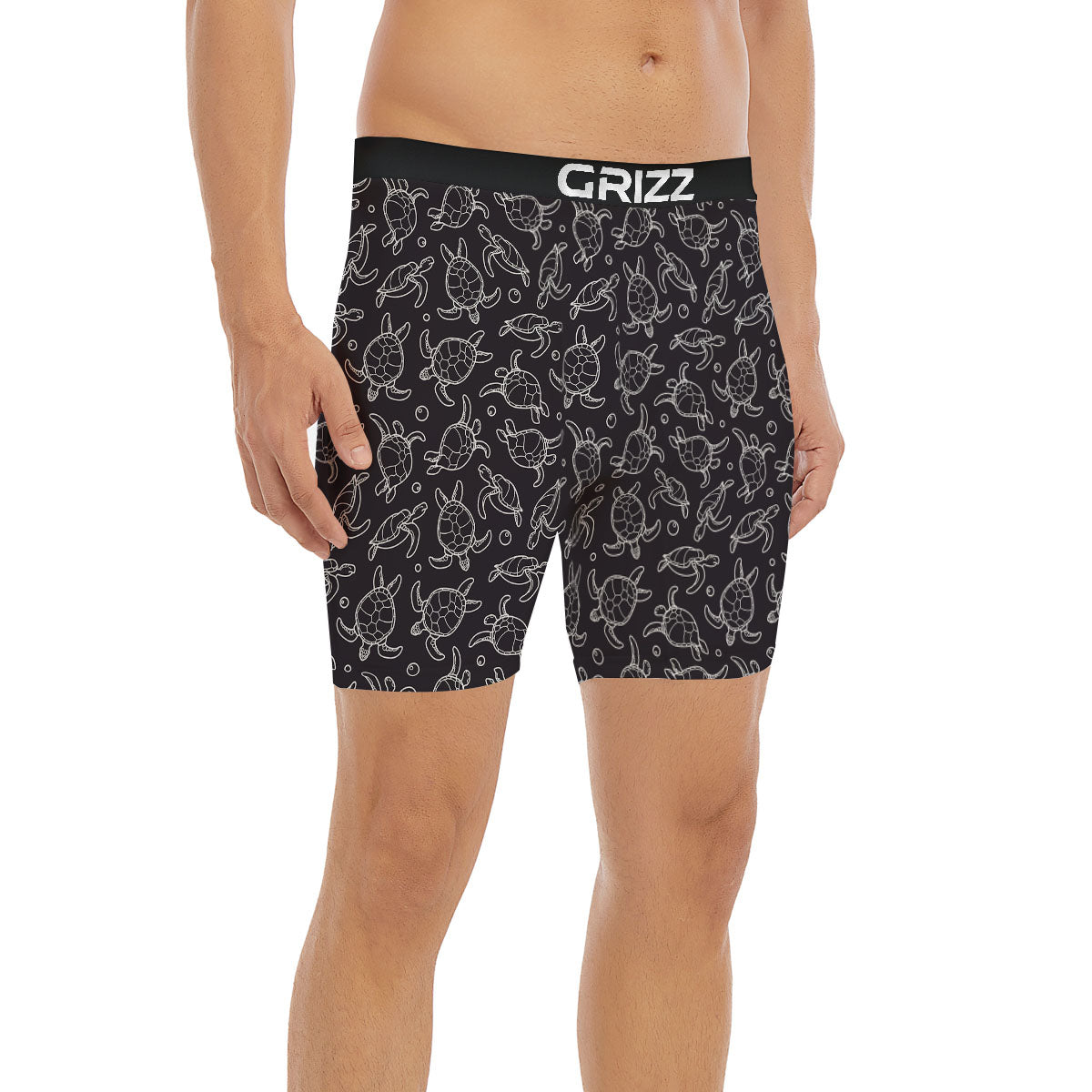 Sea Turtle Black And White Print Pattern Boxer Briefs-grizzshop