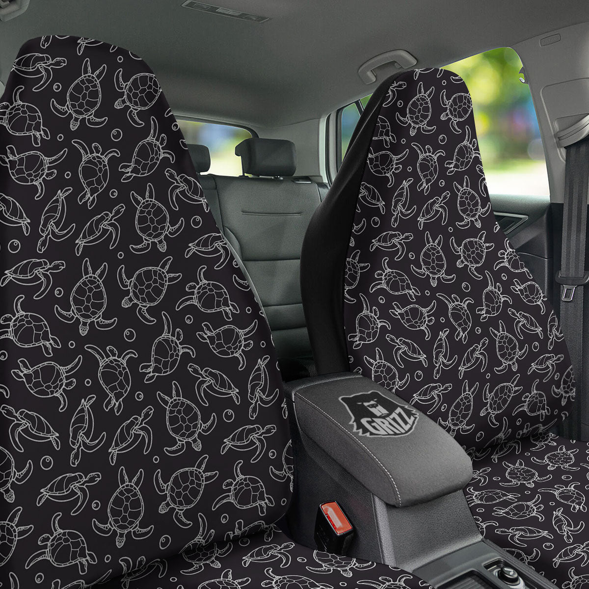 Sea Turtle Black And White Print Pattern Car Seat Covers-grizzshop