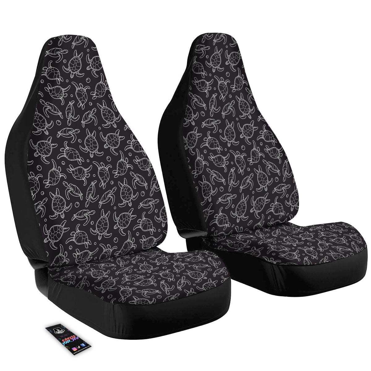 Sea Turtle Black And White Print Pattern Car Seat Covers-grizzshop