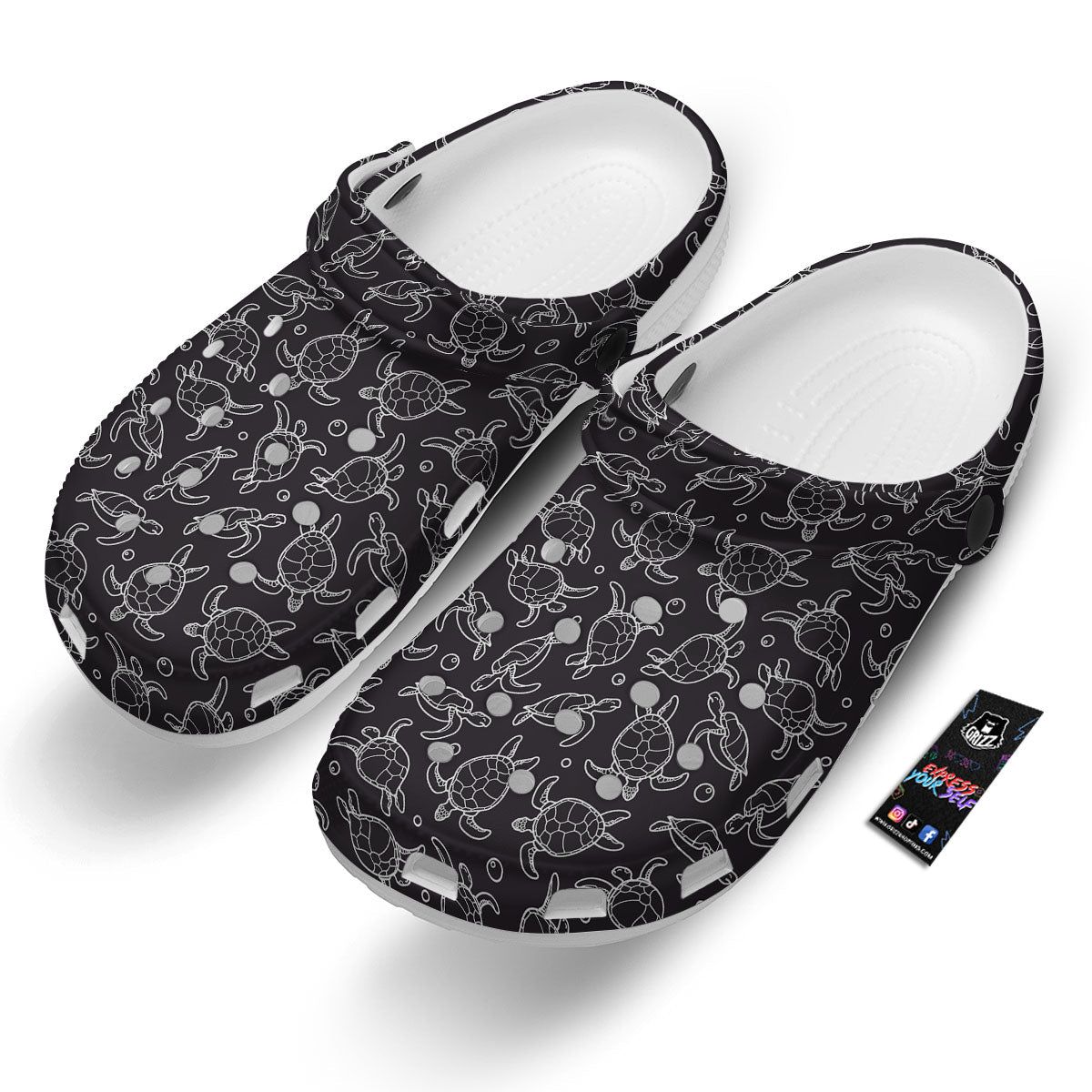 Sea Turtle Black And White Print Pattern Clog-grizzshop