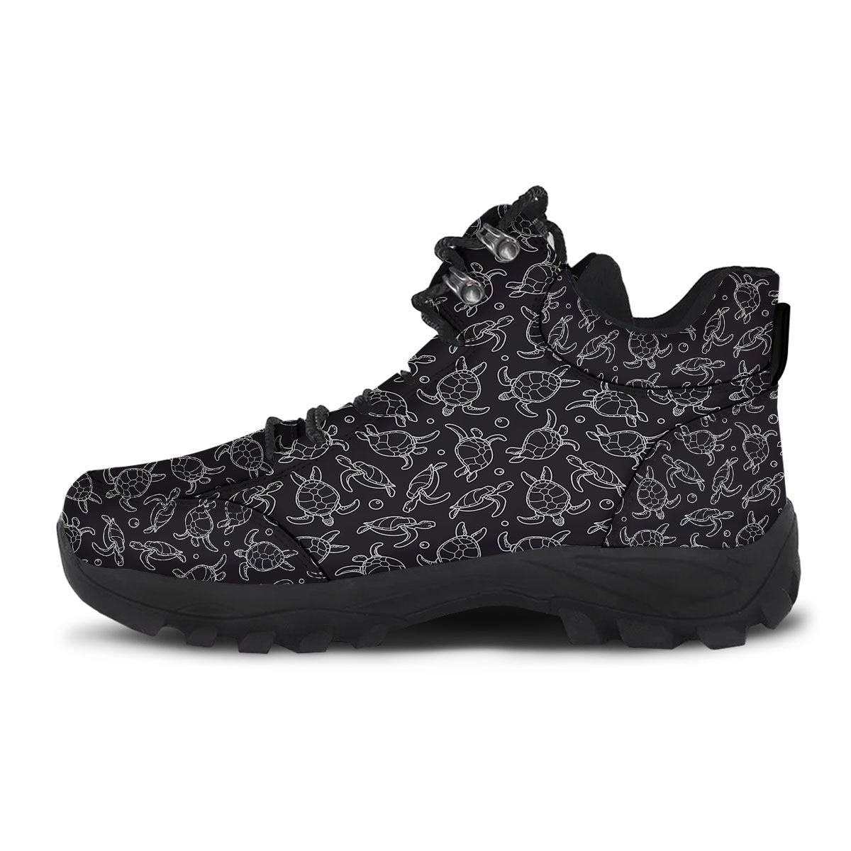 Sea Turtle Black And White Print Pattern Hiking Shoes-grizzshop
