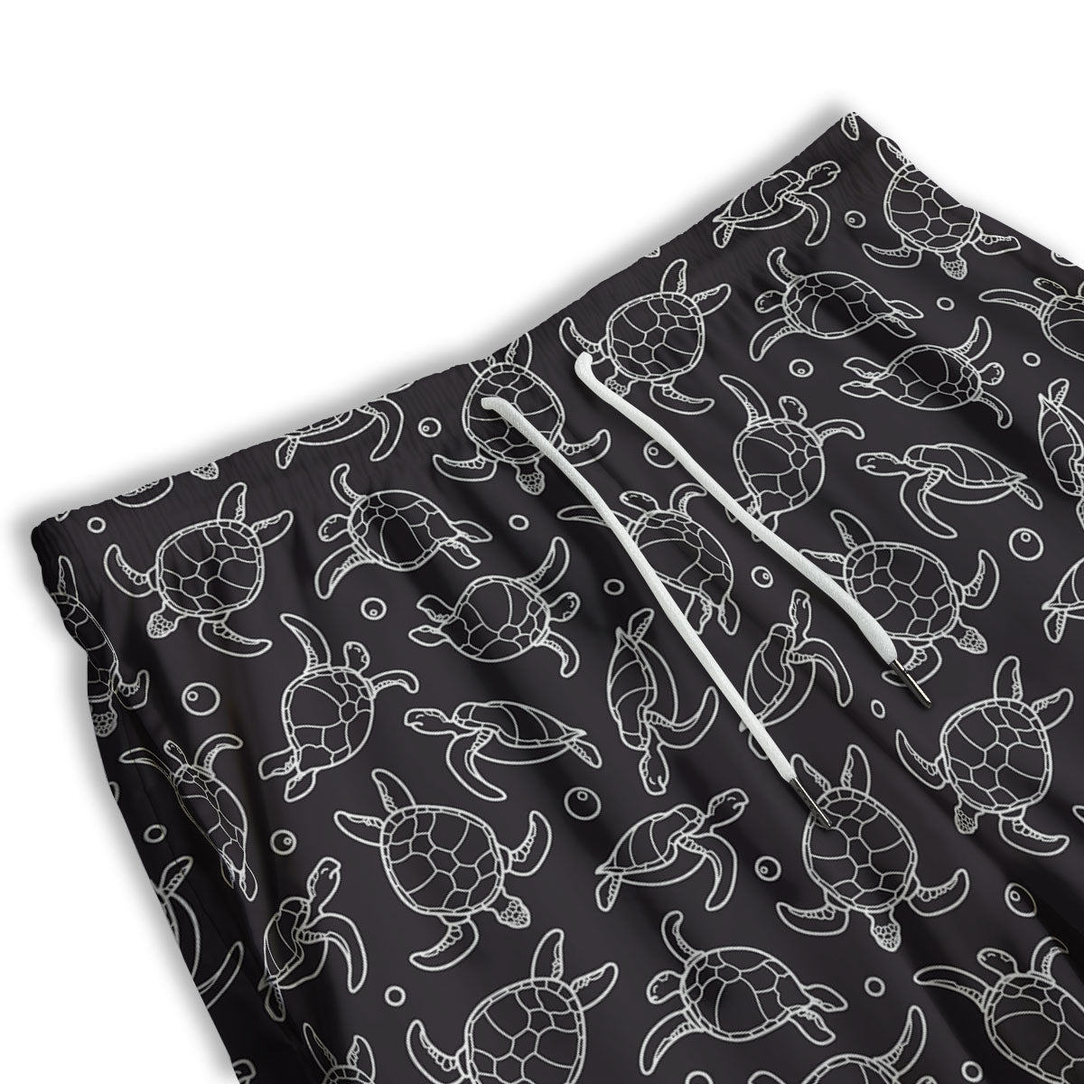 Sea Turtle Black And White Print Pattern Men's Athletic Shorts