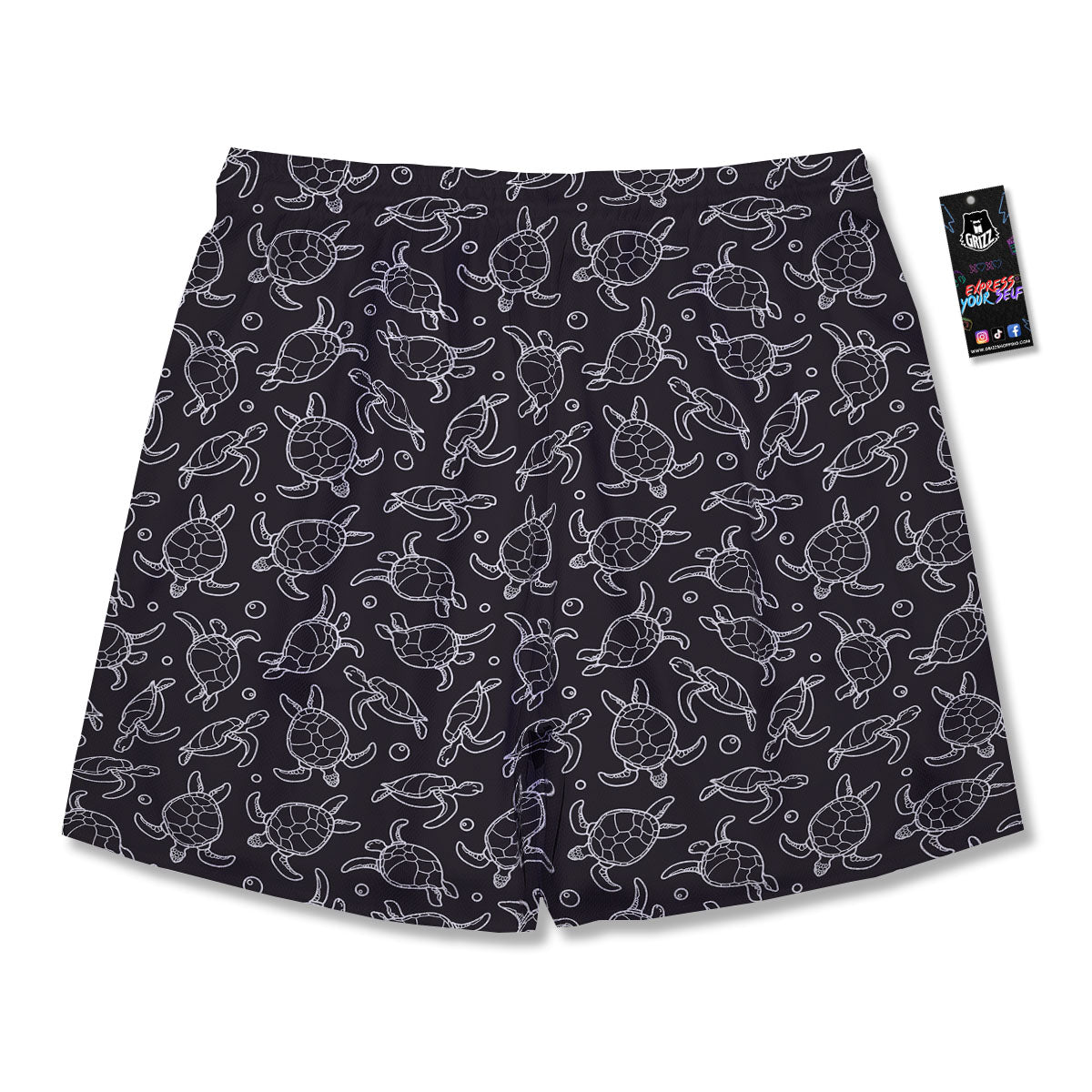 Sea Turtle Black And White Print Pattern Men's Running Shorts-grizzshop
