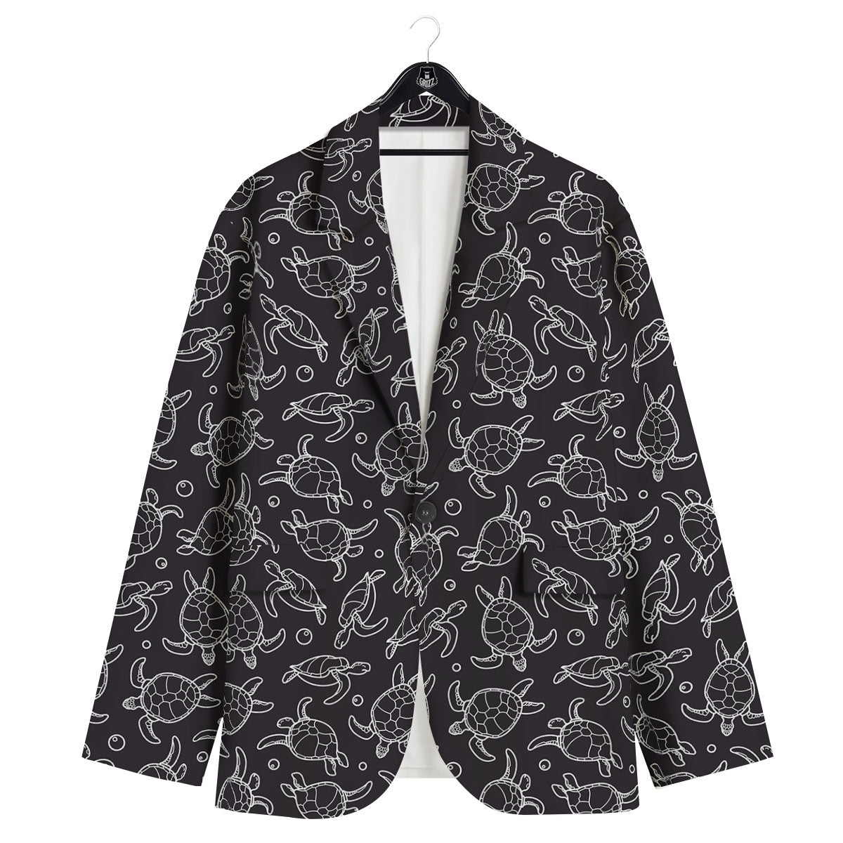 Sea Turtle Black And White Print Pattern Men's Sport Coat-grizzshop