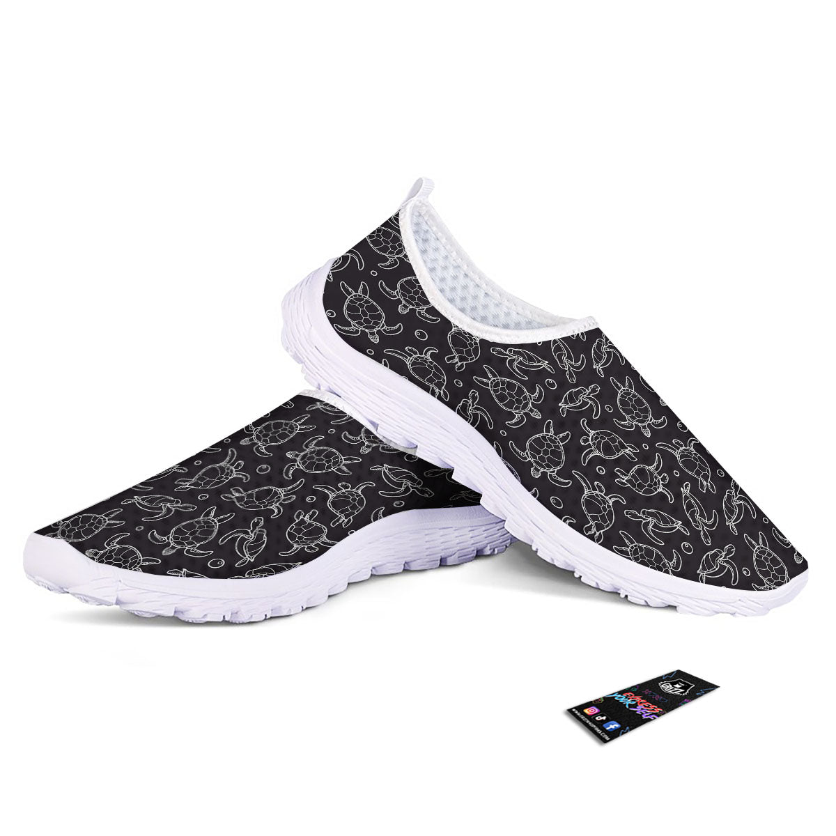 Sea Turtle Black And White Print Pattern Nurse Shoes-grizzshop