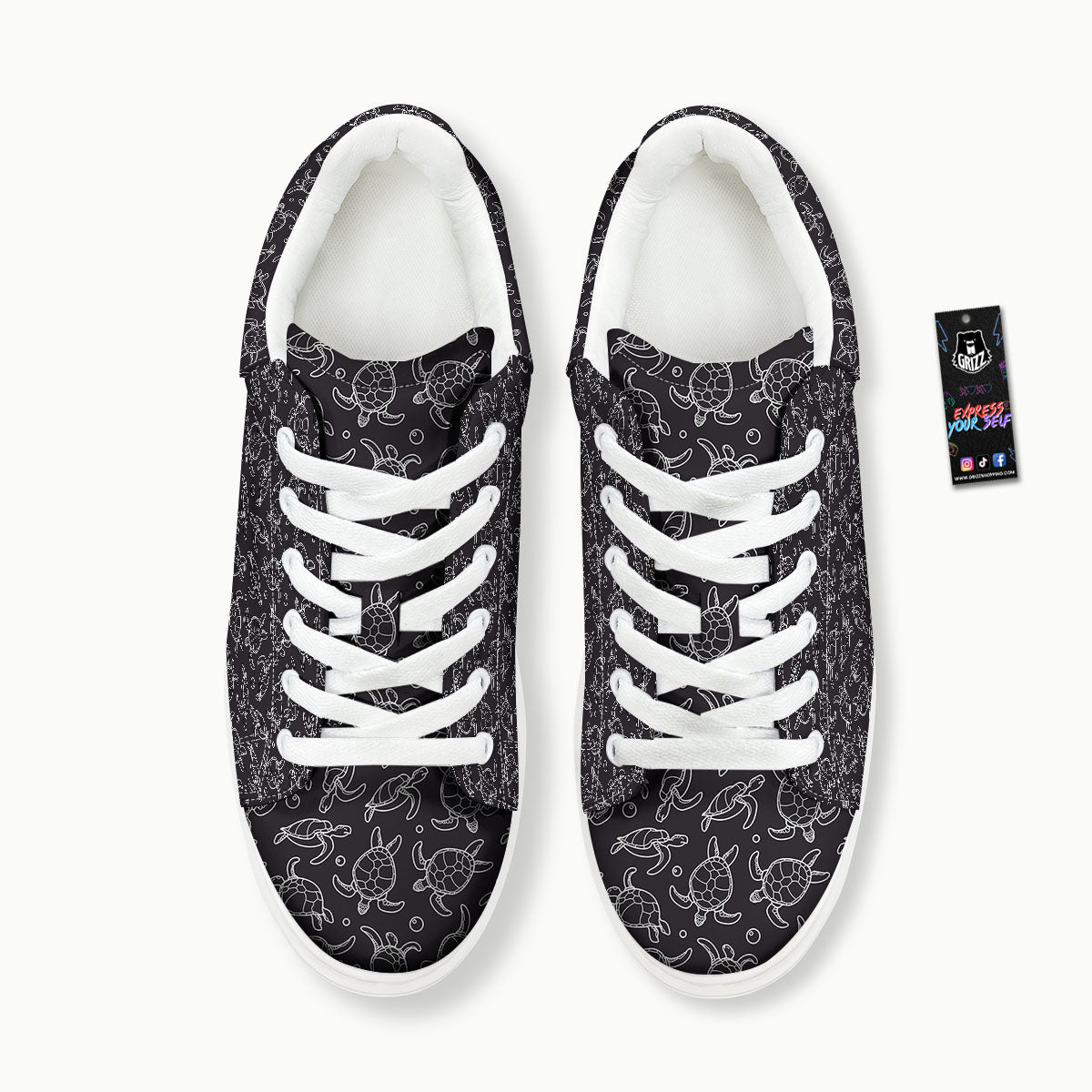 Sea Turtle Black And White Print Pattern Platform Shoes-grizzshop