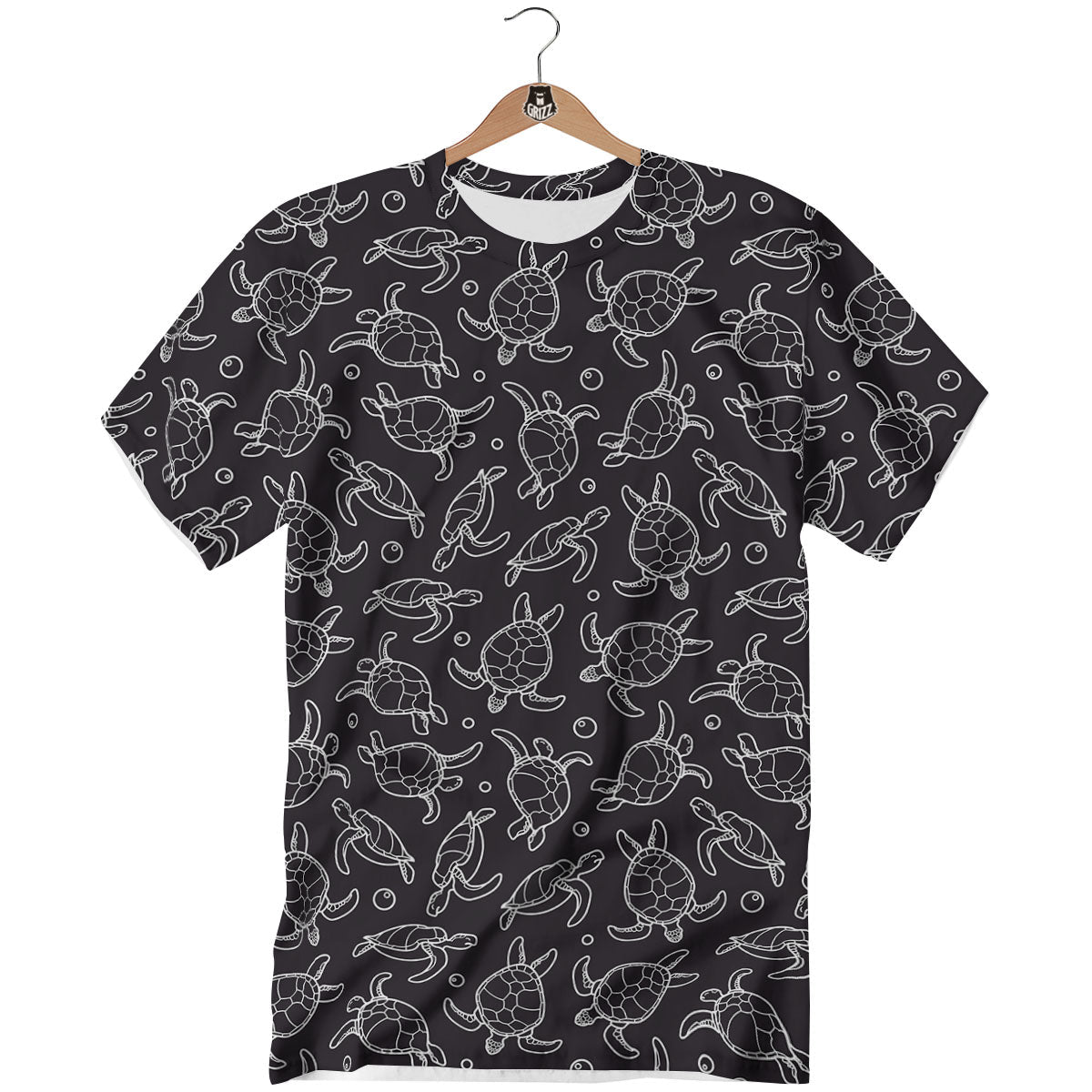 Sea Turtle Black And White Print Pattern T-Shirt-grizzshop
