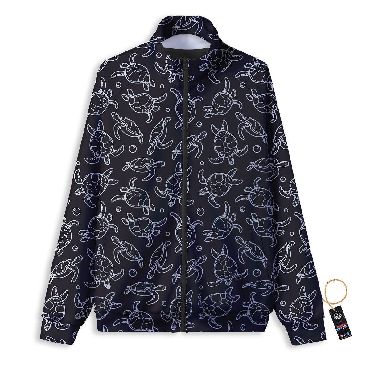 Sea Turtle Black And White Print Pattern Track Jacket-grizzshop