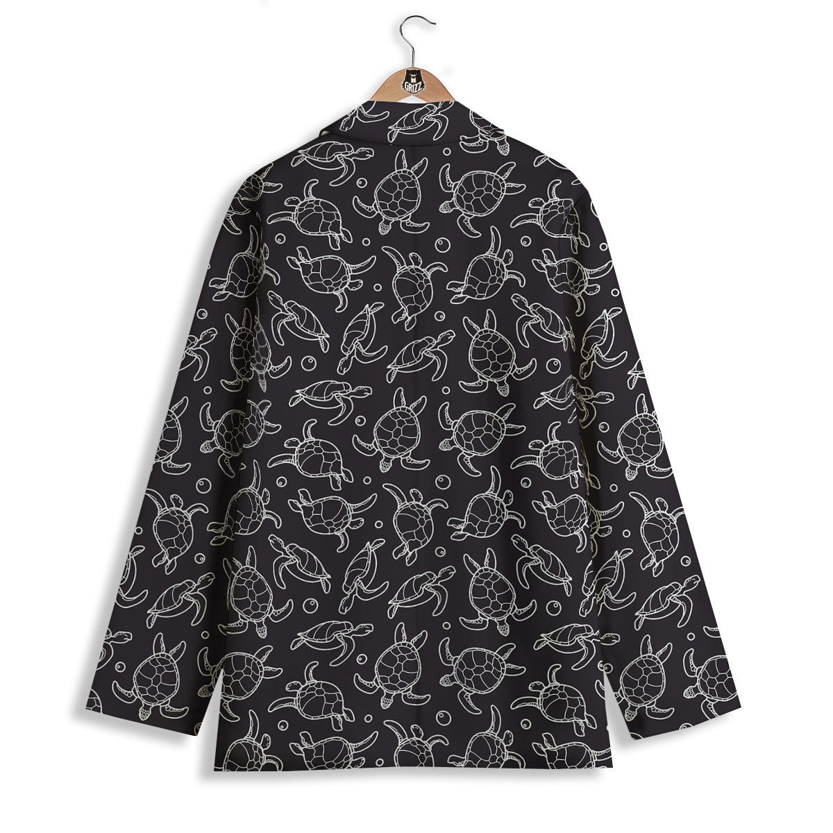 Sea Turtle Black And White Print Pattern Women's Blazer-grizzshop