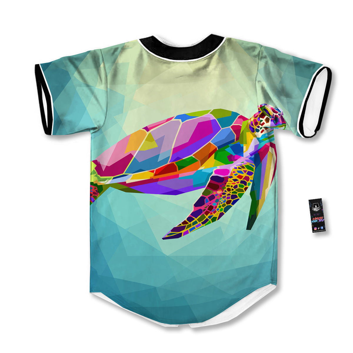 Sea Turtle Colorful Print Baseball Jersey-grizzshop