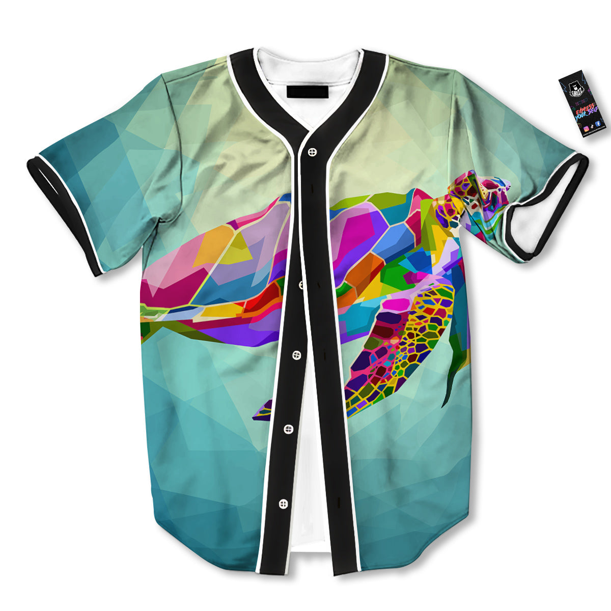 Sea Turtle Colorful Print Baseball Jersey-grizzshop