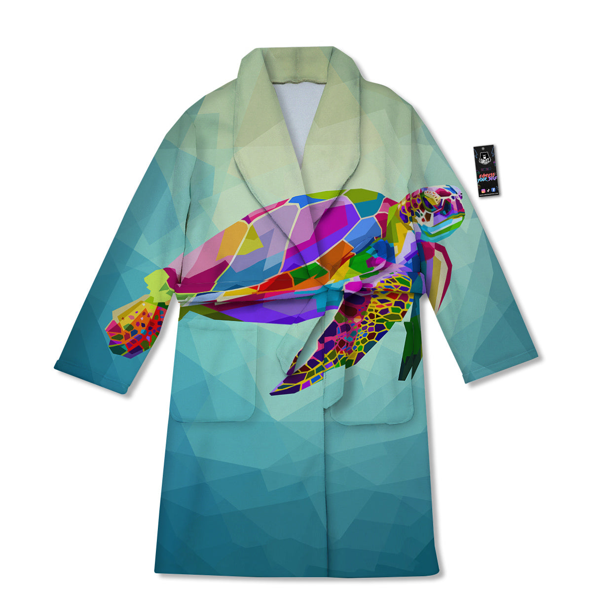 Sea Turtle Colorful Print Bathrobe-grizzshop