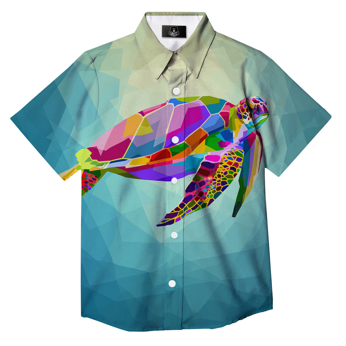 Sea Turtle Colorful Print Button Up Shirt-grizzshop