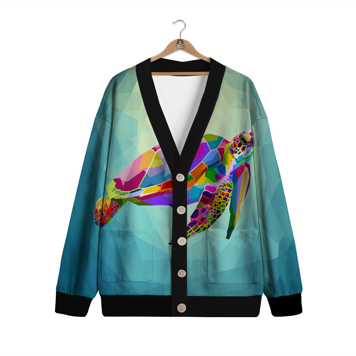 Sea Turtle Colorful Print Cardigan-grizzshop