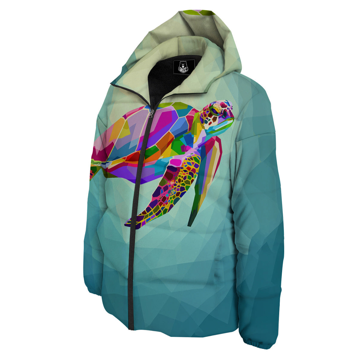 Sea Turtle Colorful Print Down Jacket-grizzshop