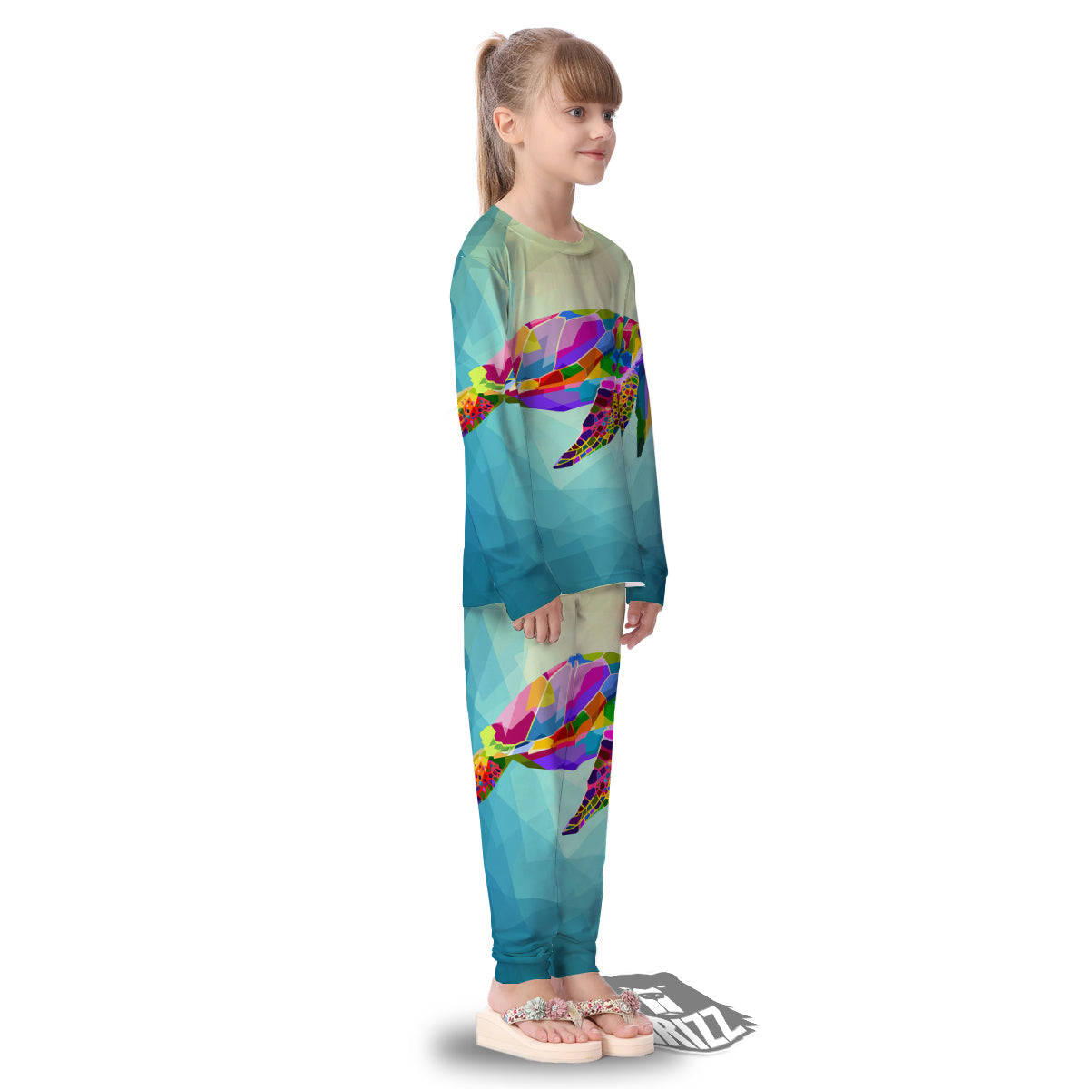 Sea Turtle Colorful Print Kid's Pajamas-grizzshop
