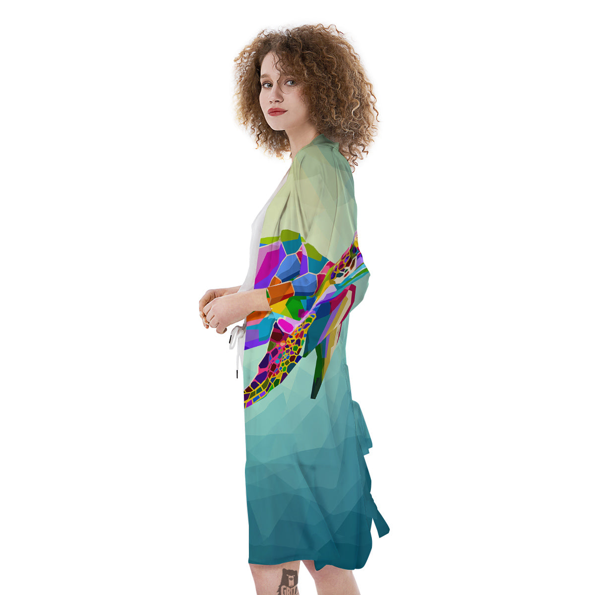 Sea Turtle Colorful Print Kimono-grizzshop