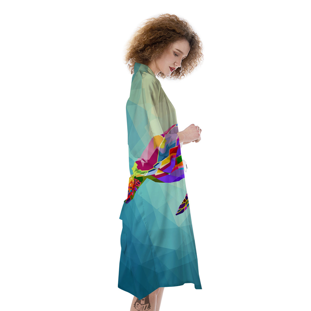 Sea Turtle Colorful Print Kimono-grizzshop