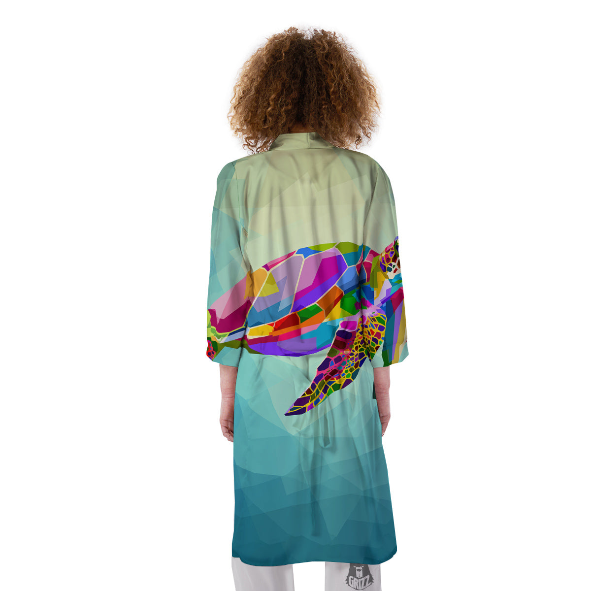 Sea Turtle Colorful Print Kimono-grizzshop