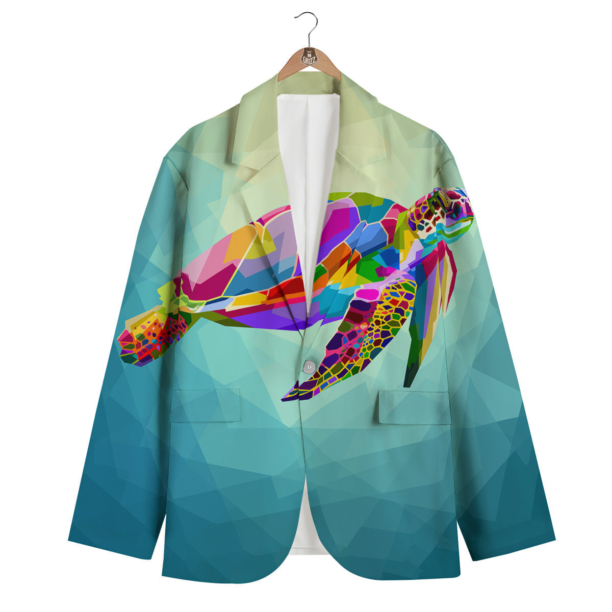 Sea Turtle Colorful Print Men's Blazer-grizzshop