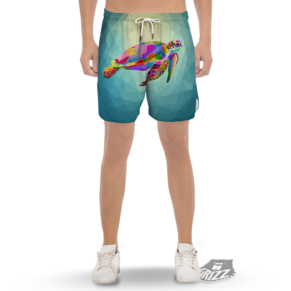Sea Turtle Colorful Print Men's Gym Shorts-grizzshop