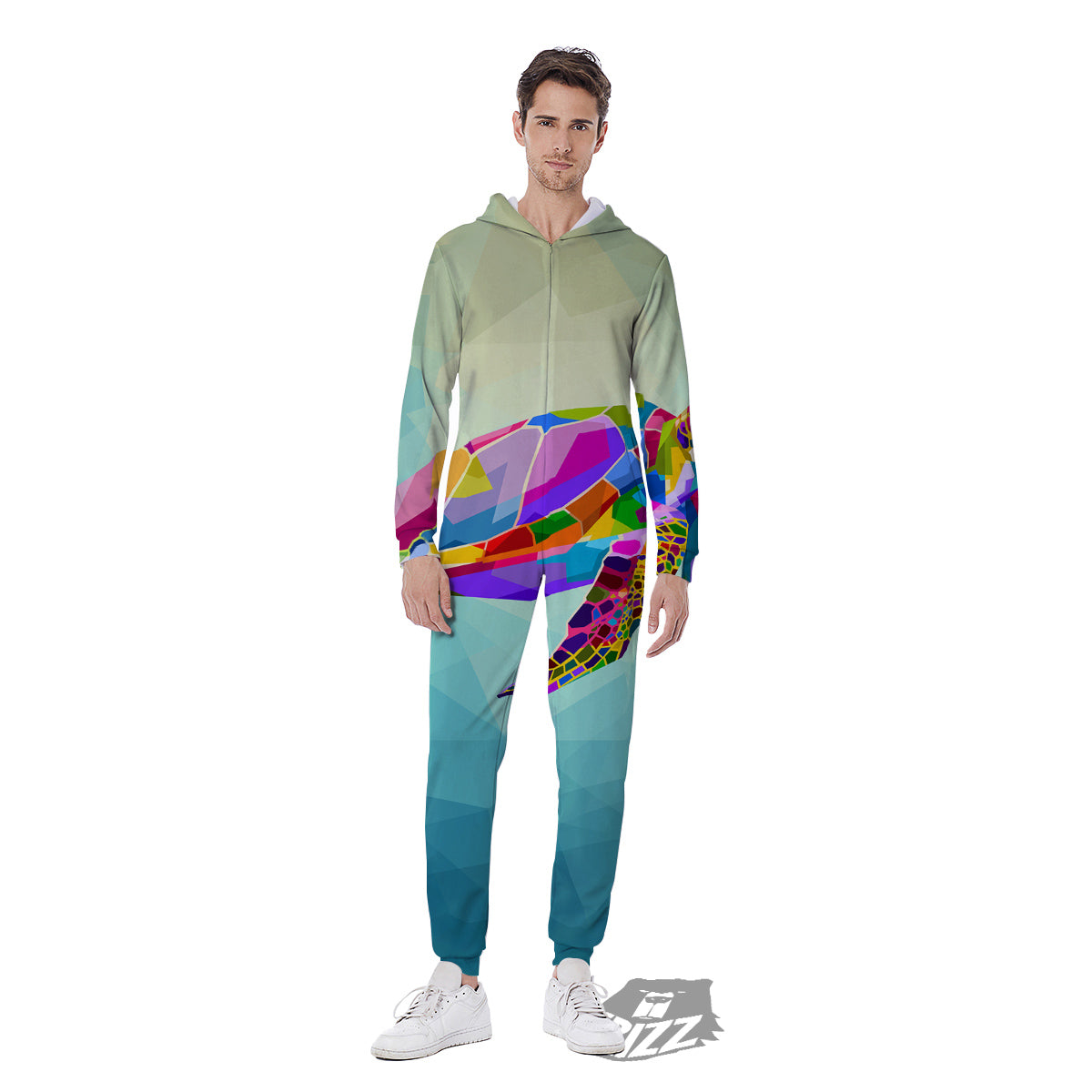 Sea Turtle Colorful Print Men's Jumpsuit-grizzshop
